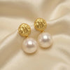 Edison Freshwater Pearl Molten Gold Drop Earrings | Orante