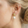 Edison Freshwater Pearl Molten Gold Drop Earrings | Orante