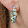 Natural Blue Opal Gold Open Hoop Earrings | Pastel