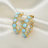 Natural Blue Opal Gold Open Hoop Earrings | Pastel