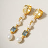 Blue Spinel & Natural Freshwater Pearl Long Drops | Pastel
