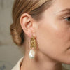 Vintage Baroque Pearl Molten Gold Dangles | Ornate