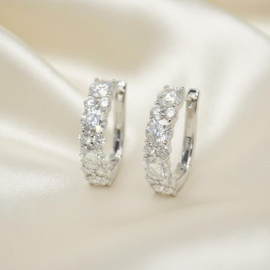 2.8CT Moissanite Cluster Silver Hoops | Aria