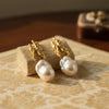 Vintage Baroque Pearl Molten Gold Dangles | Ornate