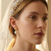 Edison Freshwater Pearl Molten Gold Drop Earrings | Orante