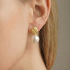 Edison Freshwater Pearl Molten Gold Drop Earrings | Orante