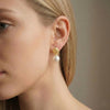 Edison Freshwater Pearl Molten Gold Drop Earrings | Orante
