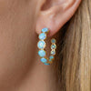 Natural Blue Opal Gold Open Hoop Earrings | Pastel