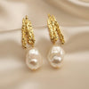 Vintage Baroque Pearl Molten Gold Dangles | Ornate