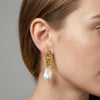 Vintage Baroque Pearl Molten Gold Dangles | Ornate