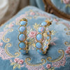Natural Blue Opal Gold Open Hoop Earrings | Pastel