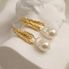 Vintage Baroque Pearl Molten Gold Dangles | Ornate