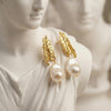 Vintage Baroque Pearl Molten Gold Dangles | Ornate