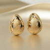 Teardrop Textured Gold Egg Stud Earrings | Ornate