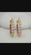 1.5CT Moissanite & Ruby Inside-Out Gold Hoops | Chroma