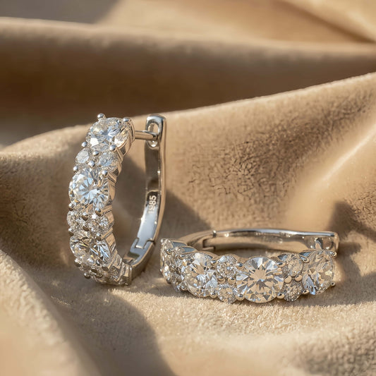 2.8CT Moissanite Cluster Silver Hoops | Aria